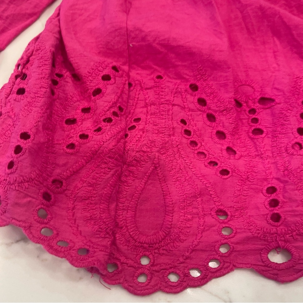 NWOT Jennifer & Grace hot pink eyelet long sleeve blouse - Picture 13 of 16